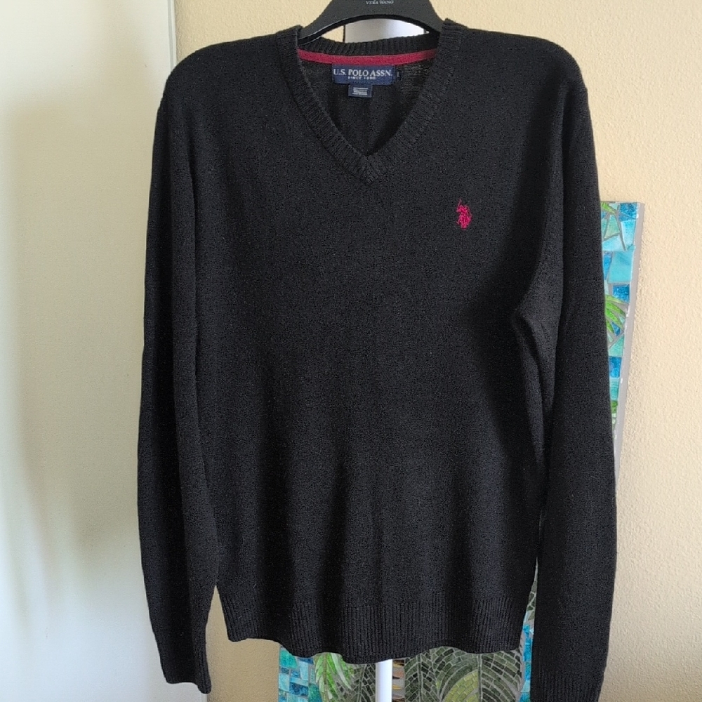 U.S. Polo Assn. Men's Charcoal V-Neck Sweater